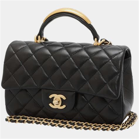 chanel mini rectangular flap bag so black lambskin black hardware|chanel mini flap bag with top handle.